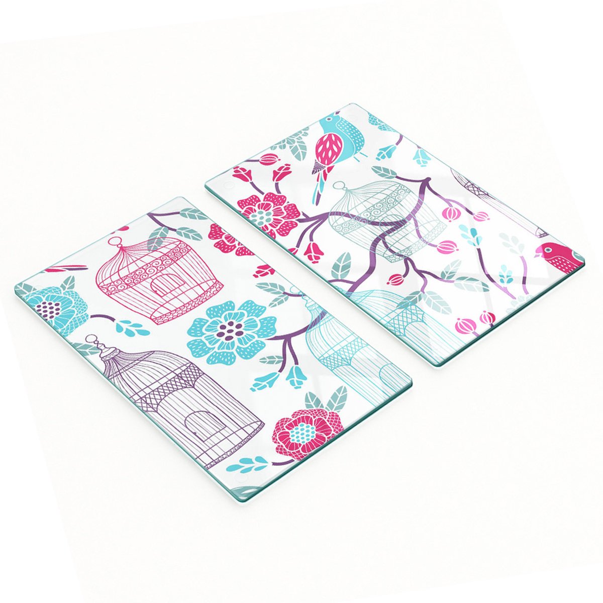 Multifunctionele decoratieve glazen panelen/vogelkooien 2x30x52 cm