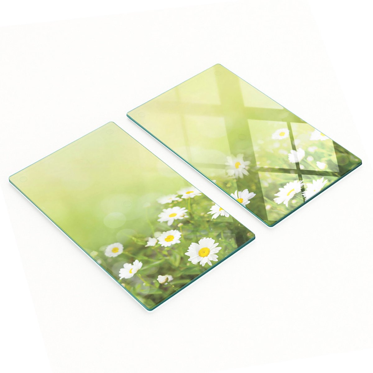 Decoratieve glazen serveerplankjes met madeliefjesmotief, 2x30x52 cm
