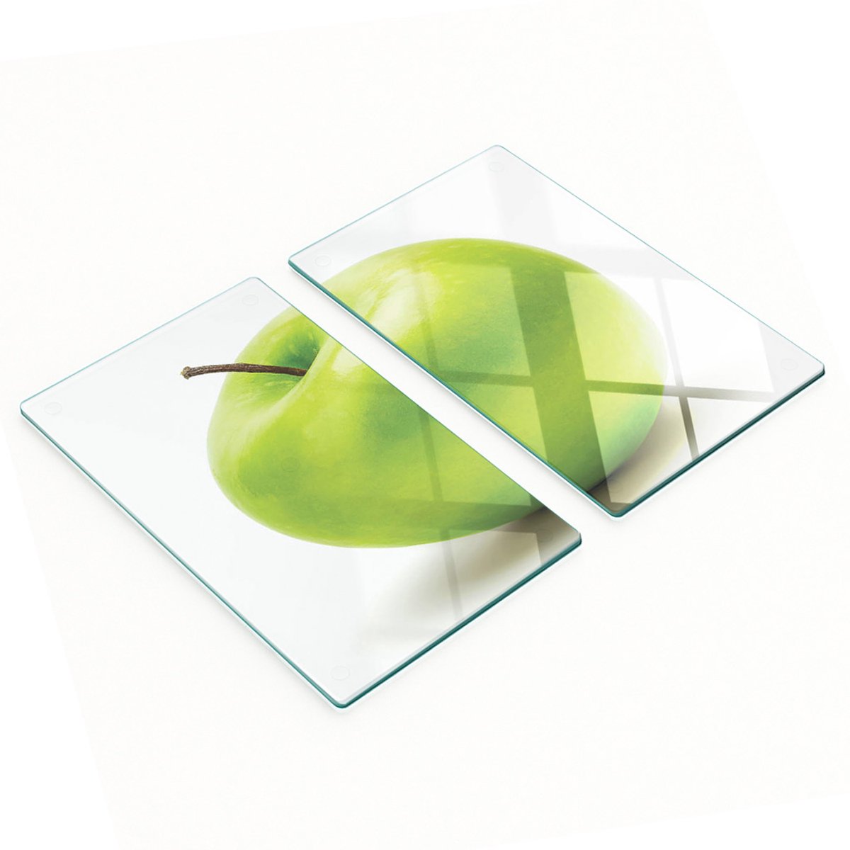 Decoratieve glazen snij- en serveerplanken, appelgroen, 2x30x52 cm