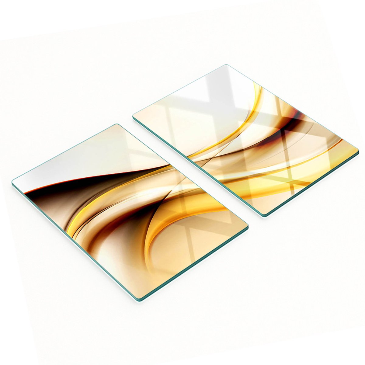 Stijlvolle en duurzame glazen borden met abstracte golfprint, 2x40x52 cm