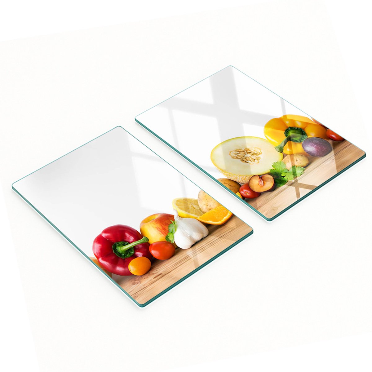 Decoratieve glazen snij- en serveerplanken voor fruit en groenten 2x40x52 cm