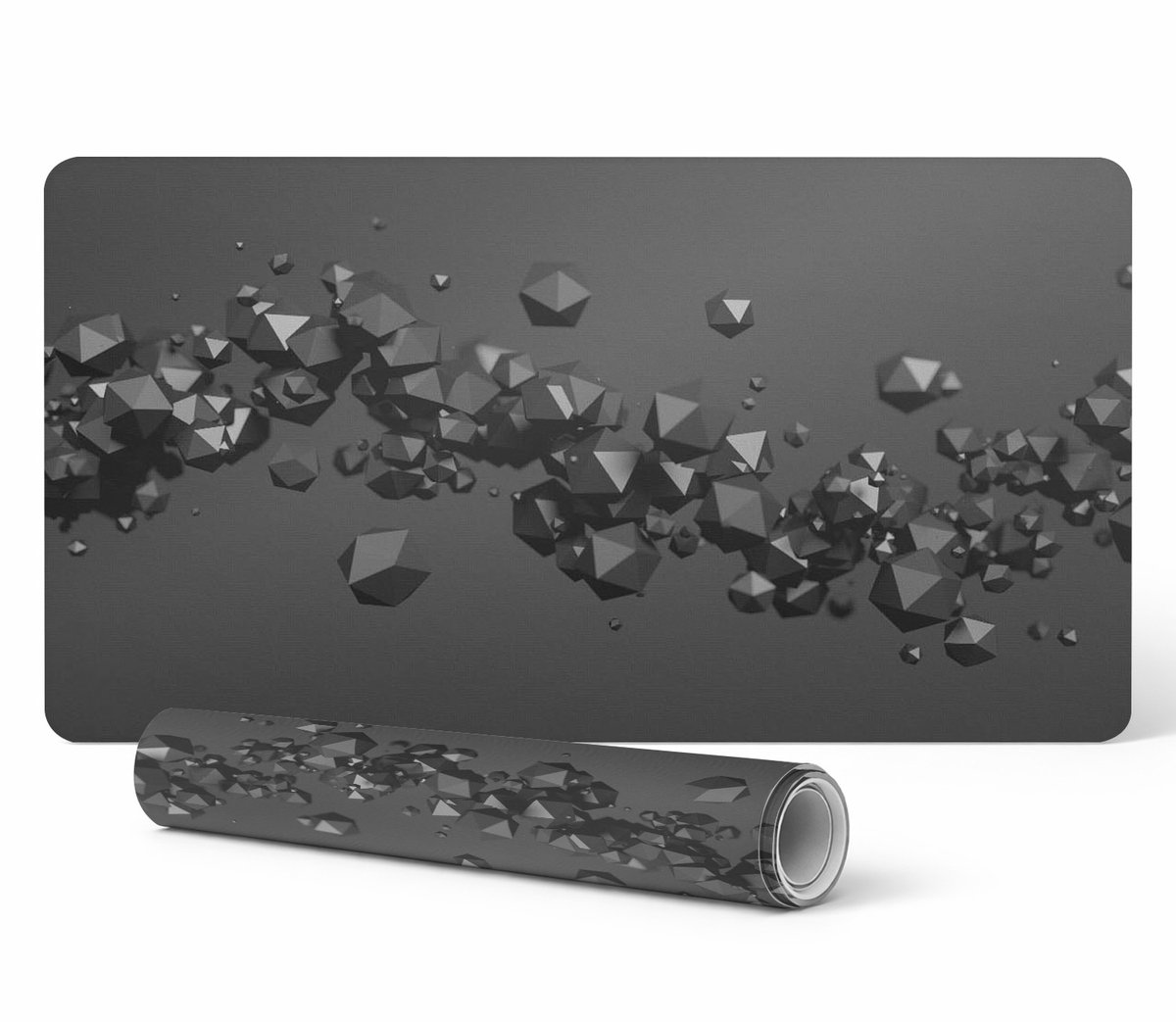 Moderne beschermende toetsenbordmat met geometrische 3D-vormen, 100x50 cm