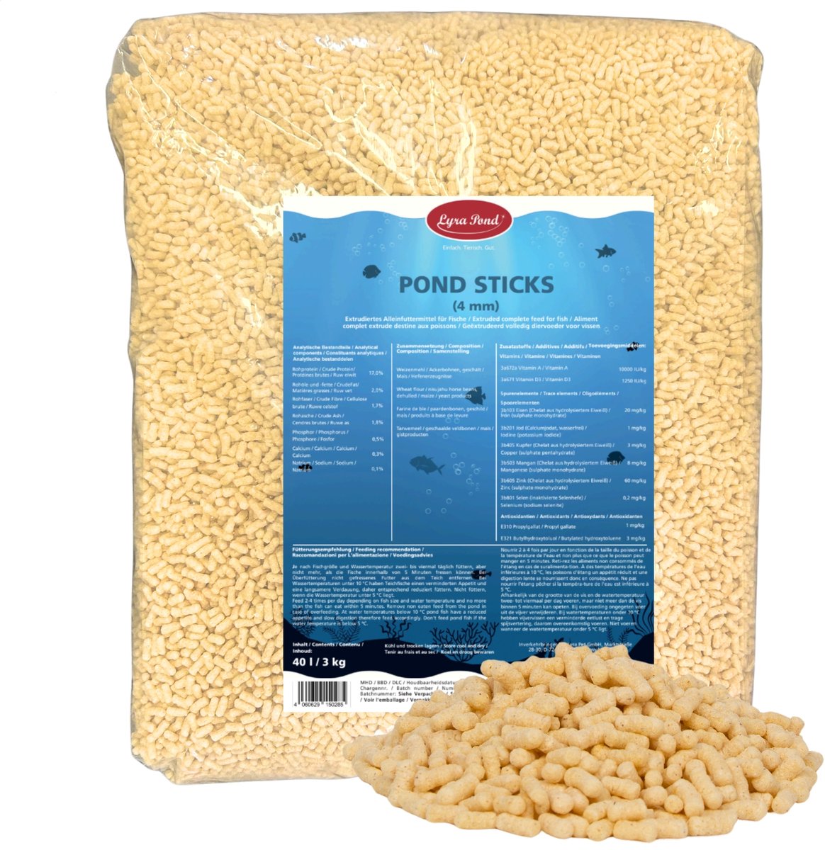 40 liter (3 kg) Lyra Pond® Pond Sticks visvoer vijvervoer