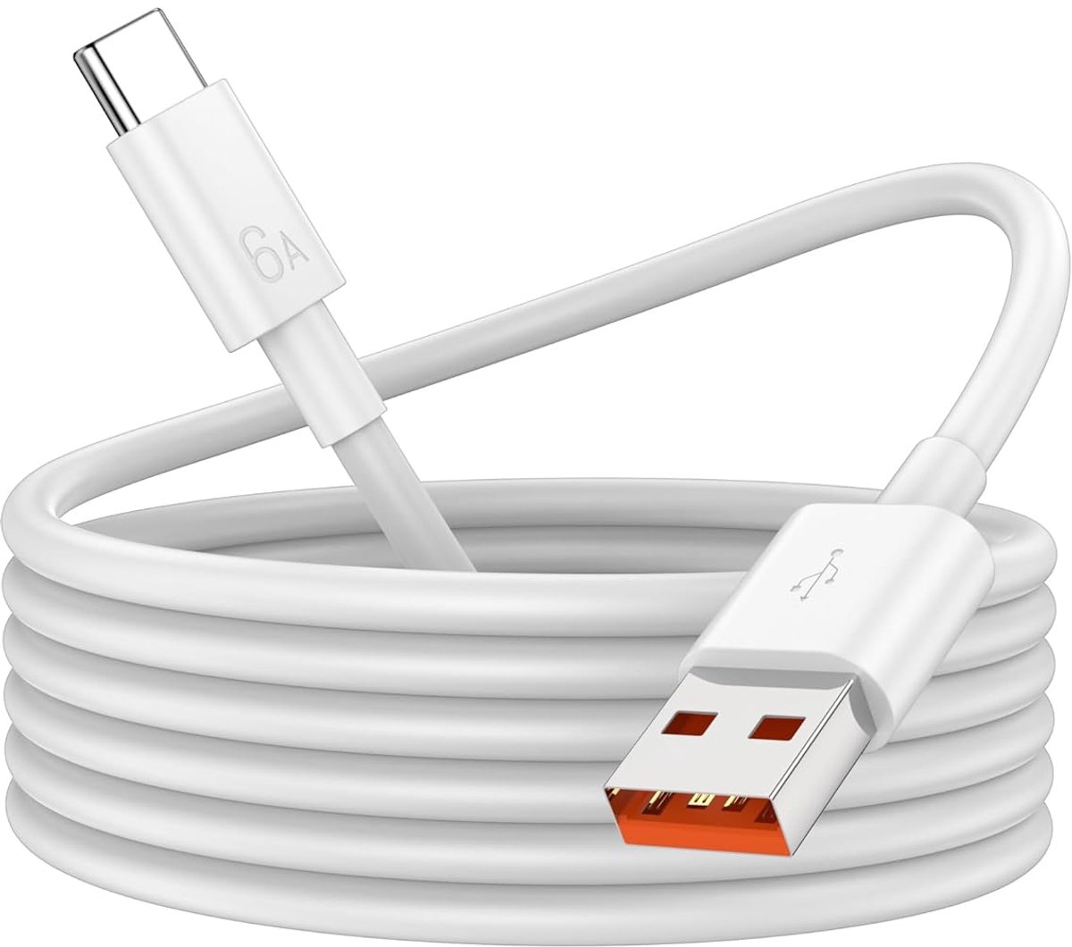 2 Meter USB-C Oplaadkabel 100W 6A Snel Opladen en Datakabel USB A naar USB C