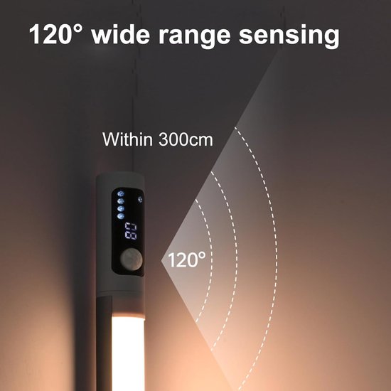 Nachtlamp - Nachtlampje - Onderbouw Verlichting - Bewegingssensor Lamp met 2000mAh Batterij - 3m Detectiebereik - Instelbare Hoeken - Geschikt voor Keuken, Bureau en Nachtkastje - Type-C opladen - 1 stuk - 2000mAh — afbeelding 4