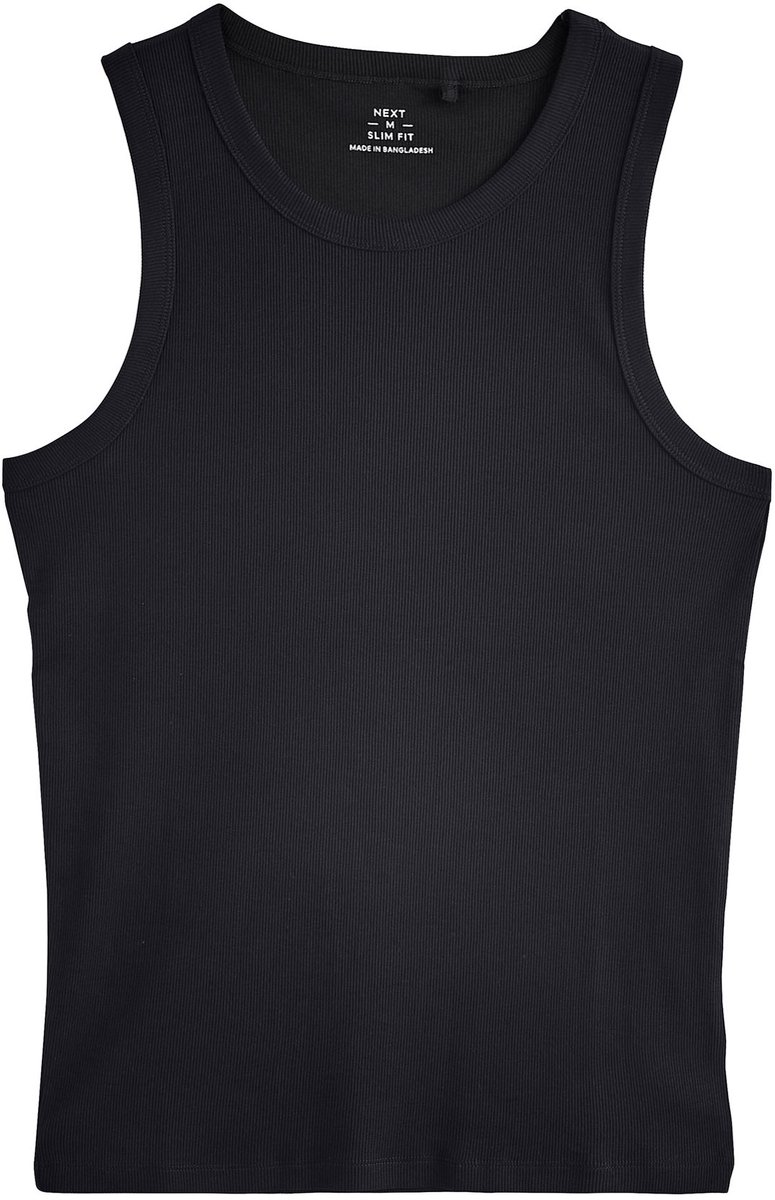 Next - Heren - Geribbelde hemdjes, slim-fit - Zwart
