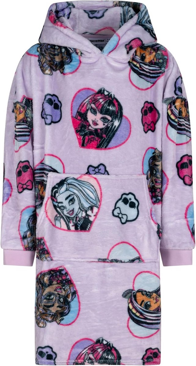 Draagbare deken met capuchon voor kinderen superzacht fleece roze