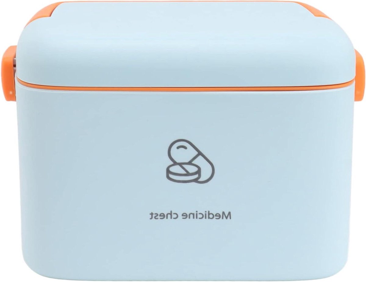 Opbergdoos voor Medicijnen - EHBO - Compact - Transparant - Familie - Multifunctioneel - Geschikt voor Thuisgebruik - Blauw Opbergdoos voor Medicijnen, Container voor EHBO-doos, Grote Familie-EHBO-doos, Medicijndoos, Organizer voor Noodgevallen.
