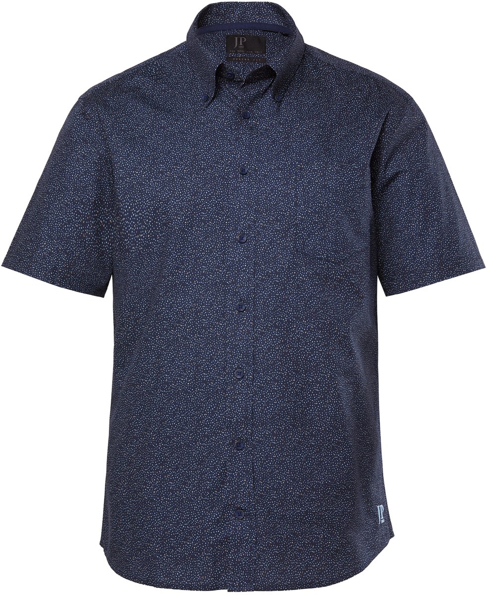JP 1880 - Heren - overhemd korte mouwen all-over print buttondown-kraag tot 8XL - Navy blauw - Maat 4XL