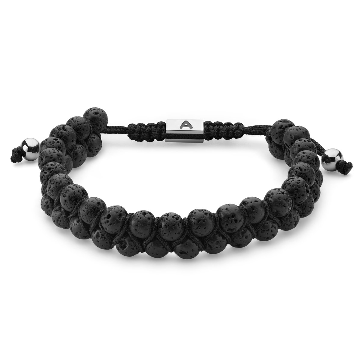 Sanatio dubbele rij lavasteen armband