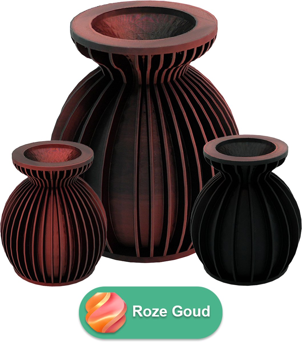 Lovora Elin moderne vaas – Decoratieve vaas - Roze / Goud - 3d geprinte vaas – geschikt voor droogbloemen - 30CM