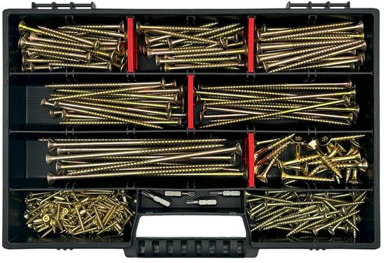 FRACKMANN Schroevenset 1900 Stuks – Hout- En Spaanplaatschroeven, 3x12 Tot 3x50 Mm, Met TX-bits En Koffer – Made In Germany