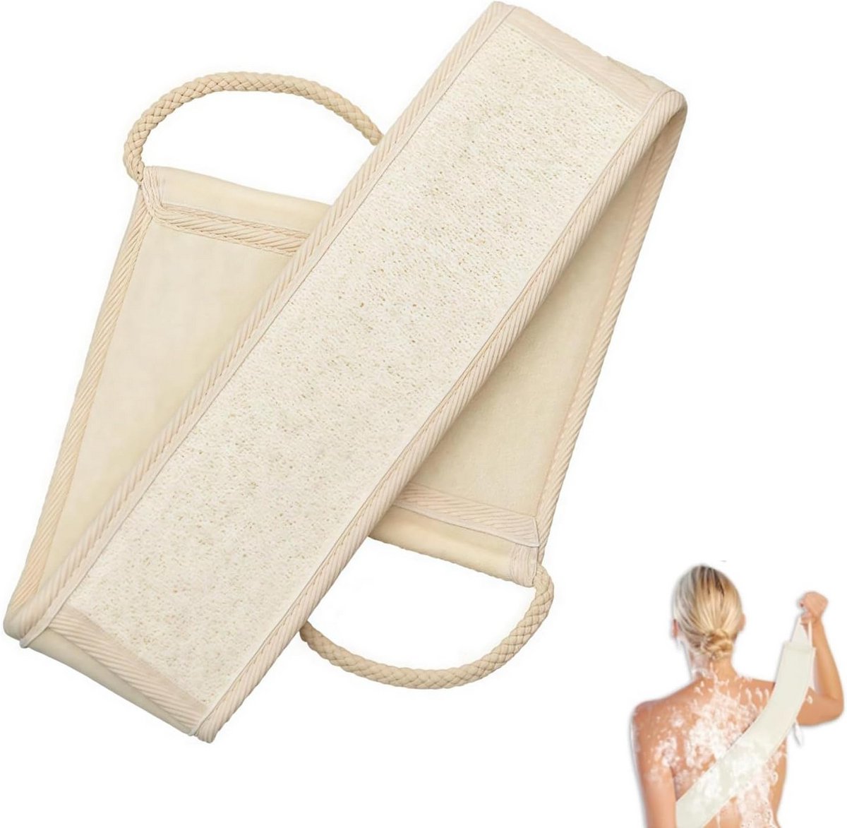 Natuurlijke Luffa Rugschrobber voor Douche en Bad - Dubbelzijdig Peelen en Reinigen