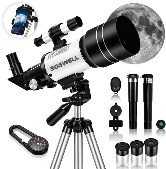 BOSWELL Telescoop - Sterrenkijker - Astronomie - Sterrenkunde - Telescoop voor Kinderen/Volwassenen - 300X Zoom - Incl. Kompas, Afstandsbediening