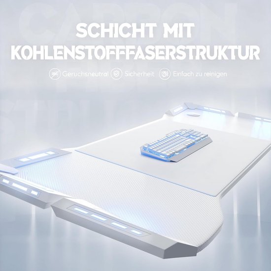 Ergonomisch Gaming Bureau met RGB Verlichting en Kabelmanagement van Merkloos — afbeelding 2