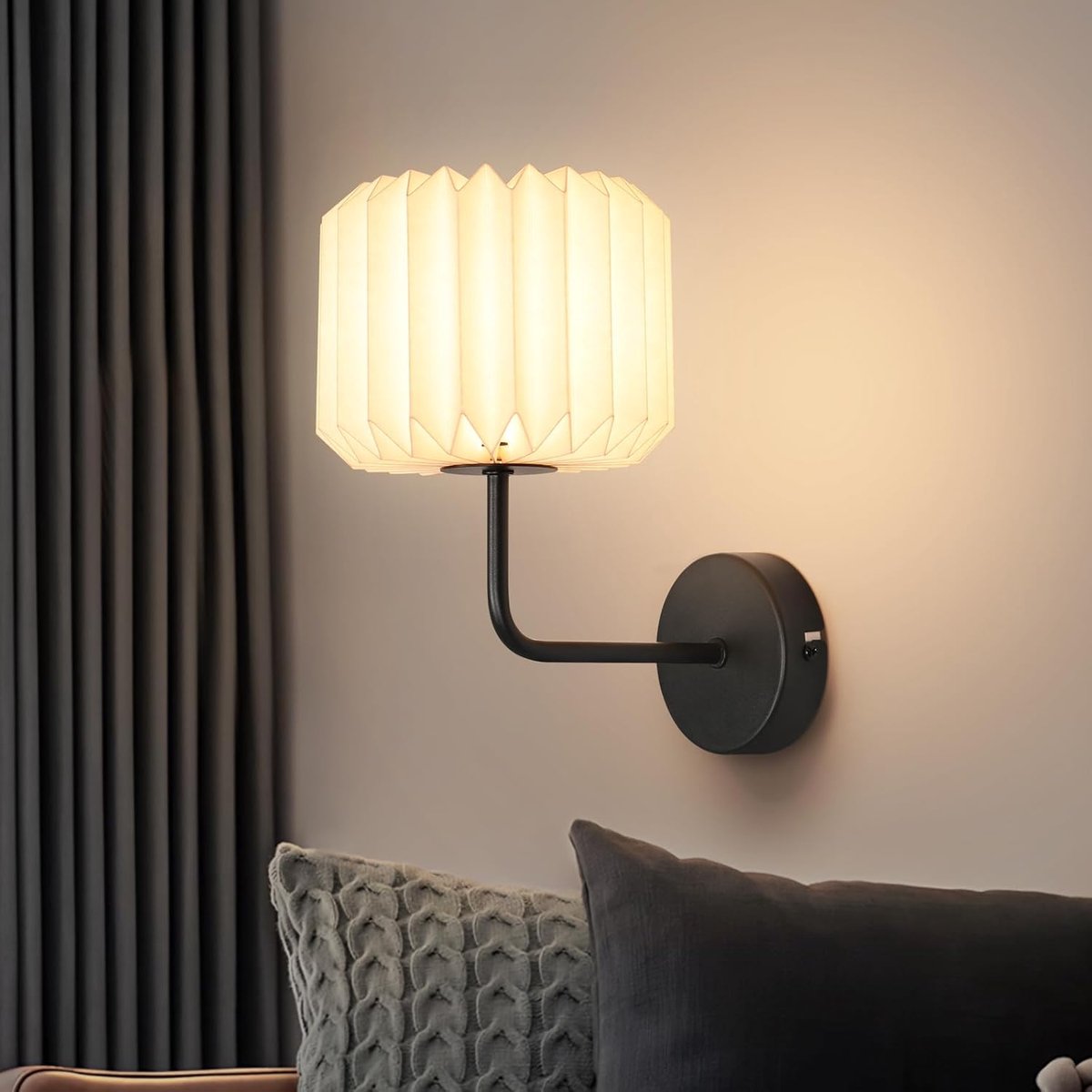 Glitzerlife- Wandlamp - Vintage design - Origami lampenkap - G9 wandverlichting - Metaal papier - Ø22cm - Wit - Slaapkamer woonkamer hal