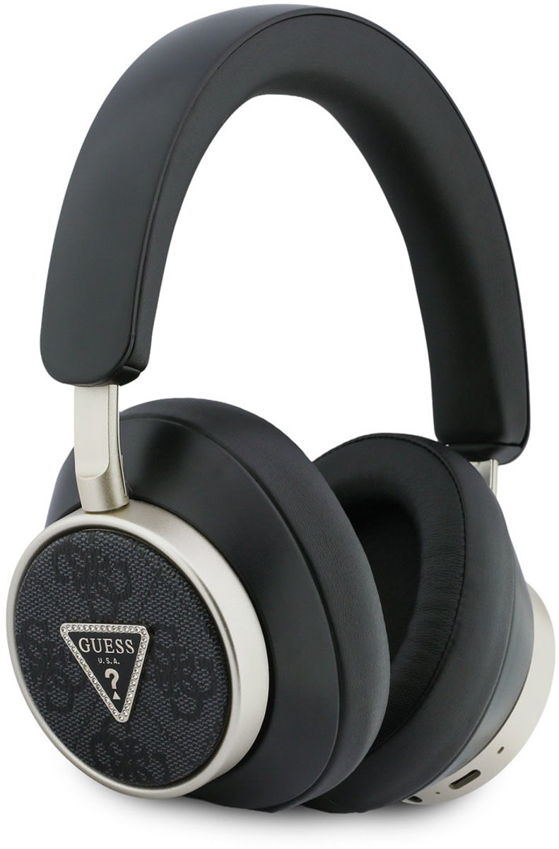 Guess Bluetooth Koptelefoon - ENC - PU Leather met opbergdoos - 4G Triangle Logo - Zwart