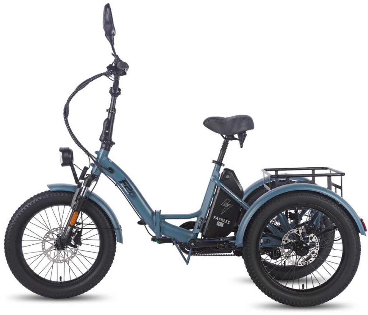 250W Dik Klapfiets E-Bakfiets 20 Inch 48V 18.2Ah Accu, Hydraulische Schijfremmen Elektrische Fiets, Elektrische Vrachtsfiets 180kg, Blauw Driewieler E-Bike – foto 2
