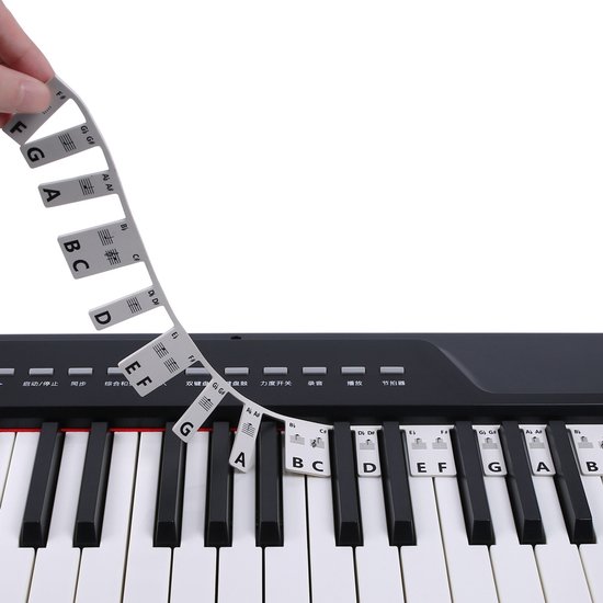 Foto: Piano stickers piano stickers 61 toetsen afneembaar siliconenmateriaal zwart wit