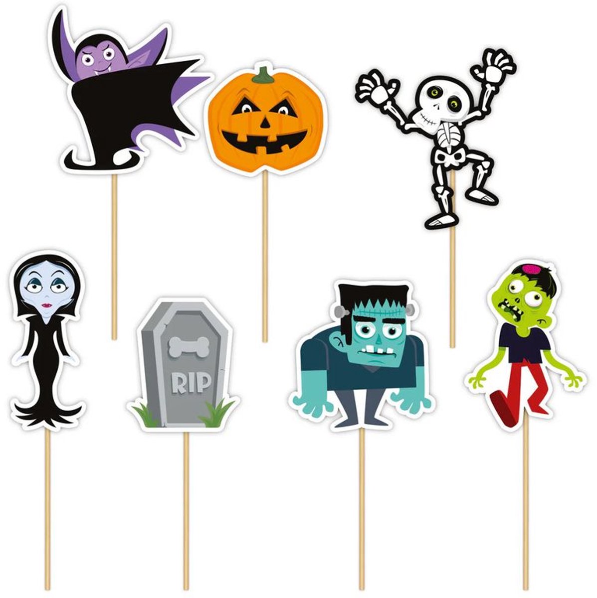 7 taartprikkers met Halloween-thema (9 cm)