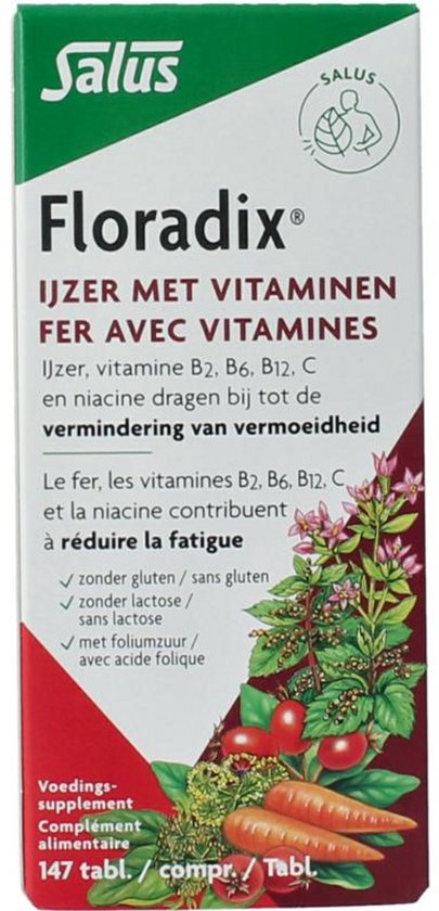 Salus Floradix IJzer-tabletten Bij vermoeidheid Voedingssupplement met ijzer 147 tabletten