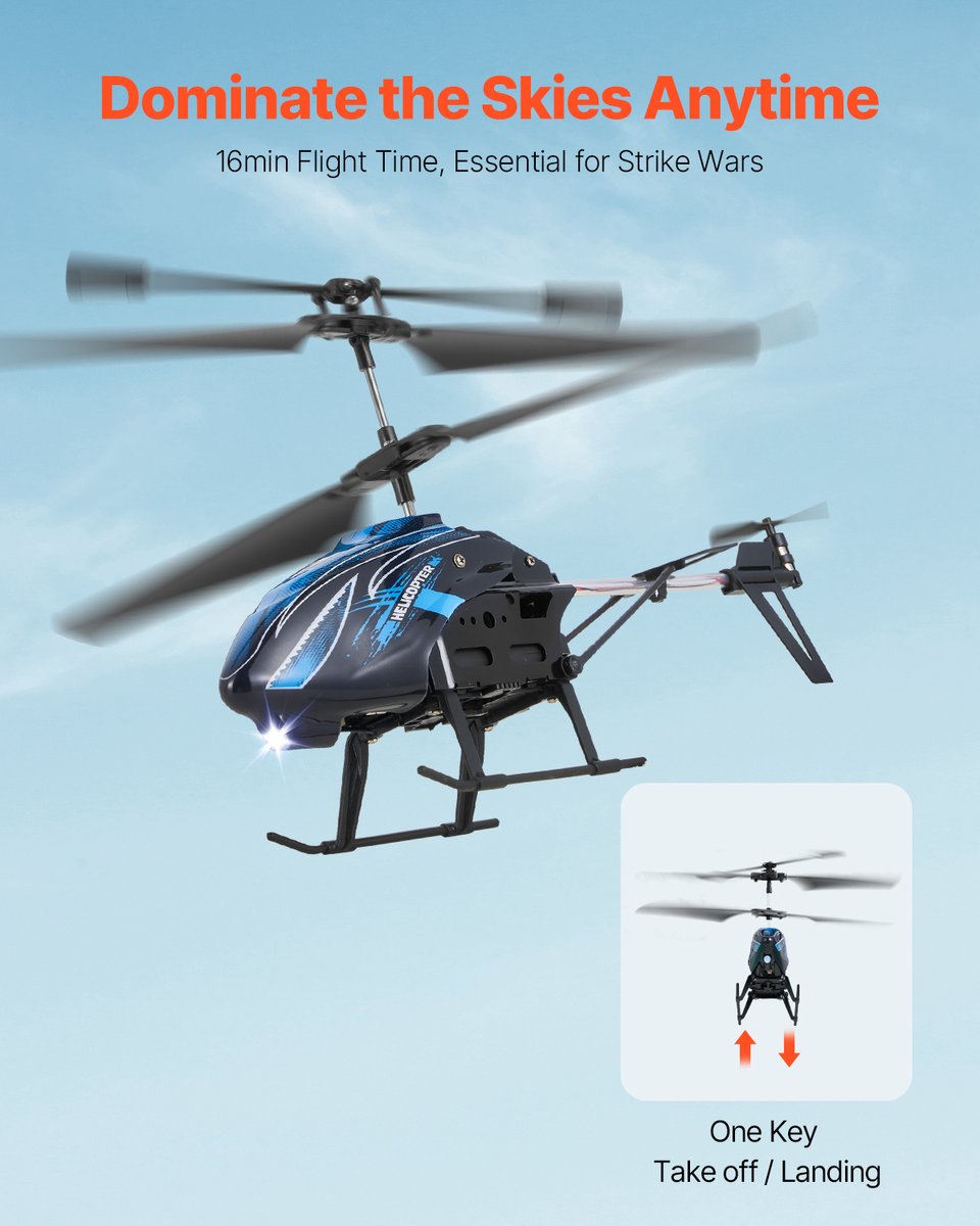VEVOR RC-Helikopter, 2,4 Ghz Afstandsbedieningshelikopter, 3,5-Kanaals RC-Vliegtuig, 16 Minuten Vliegtijd, Hoogtebehoud, Opstijgen/Landen met Één Knop En Led-Verlichting, Speelgoed voor Kinderen Vanaf 8 Jaar — cadeau in Spellen & Speelgoed - foto 5