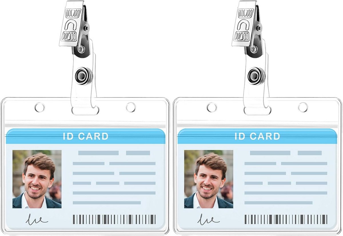 2 Doorzichtige ID-Kaarthouders met Clip voor Naamkaartjes en Creditcards
