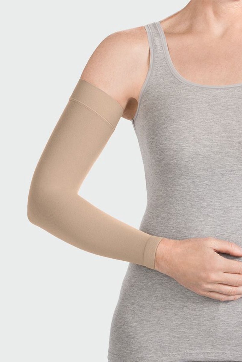 Juzo Soft 2002 Armsteunkous (CCL2) – Zachte Compressiekous voor Oedeem , CG MAX - Siliconen Noppenband 3cm - maat IV/L, kleur almond