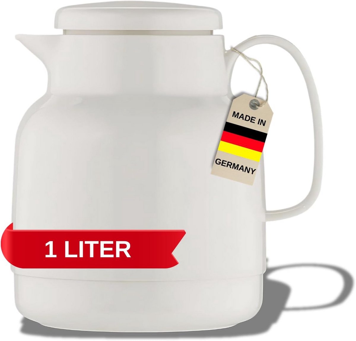 Kunststof Thermoskan Wit 1 Liter Met Brede Hals