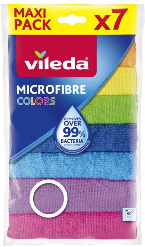 Vileda Lingettes Tout Usage Microfibre Couleurs Multipack, 7 pcs