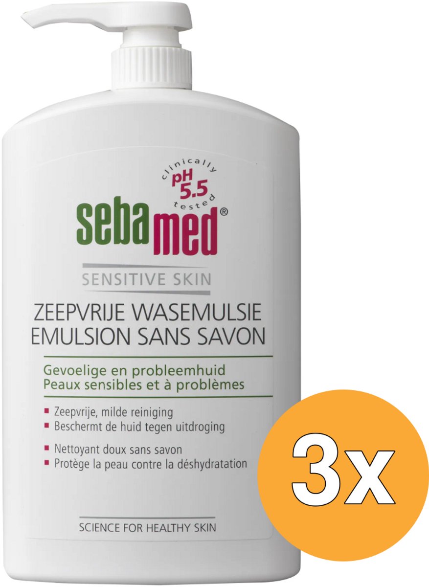 3x Sebamed Zeepvrij wasemulsie pomp (1000 ml)