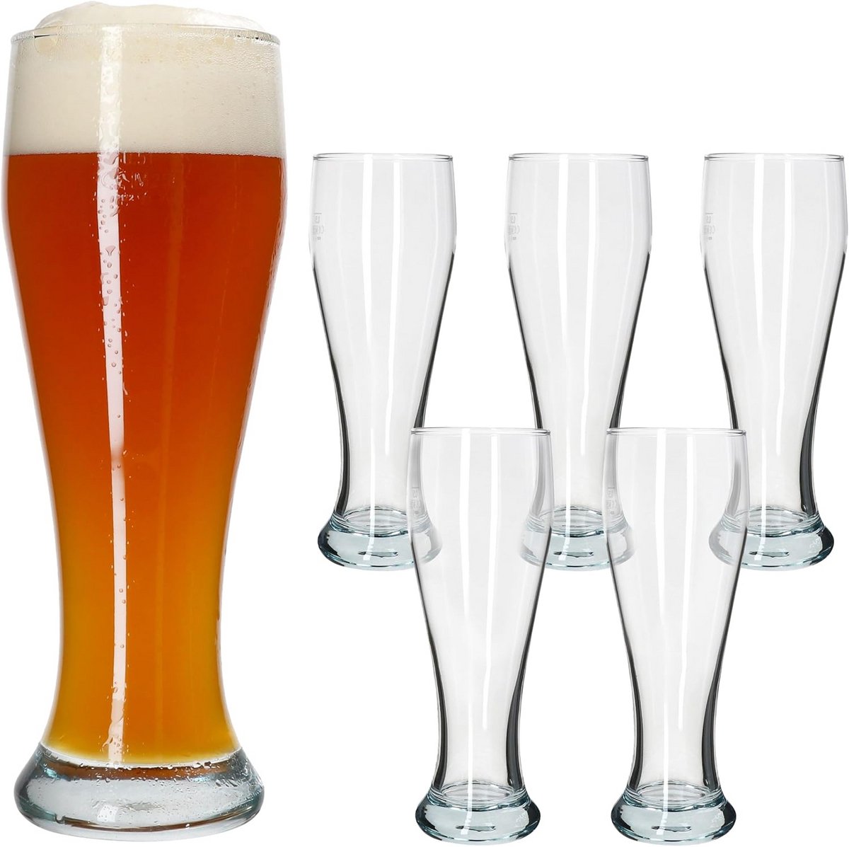 Set van 6 klassieke tarwebierglazen 0,5L - Slanke vorm voor witbier