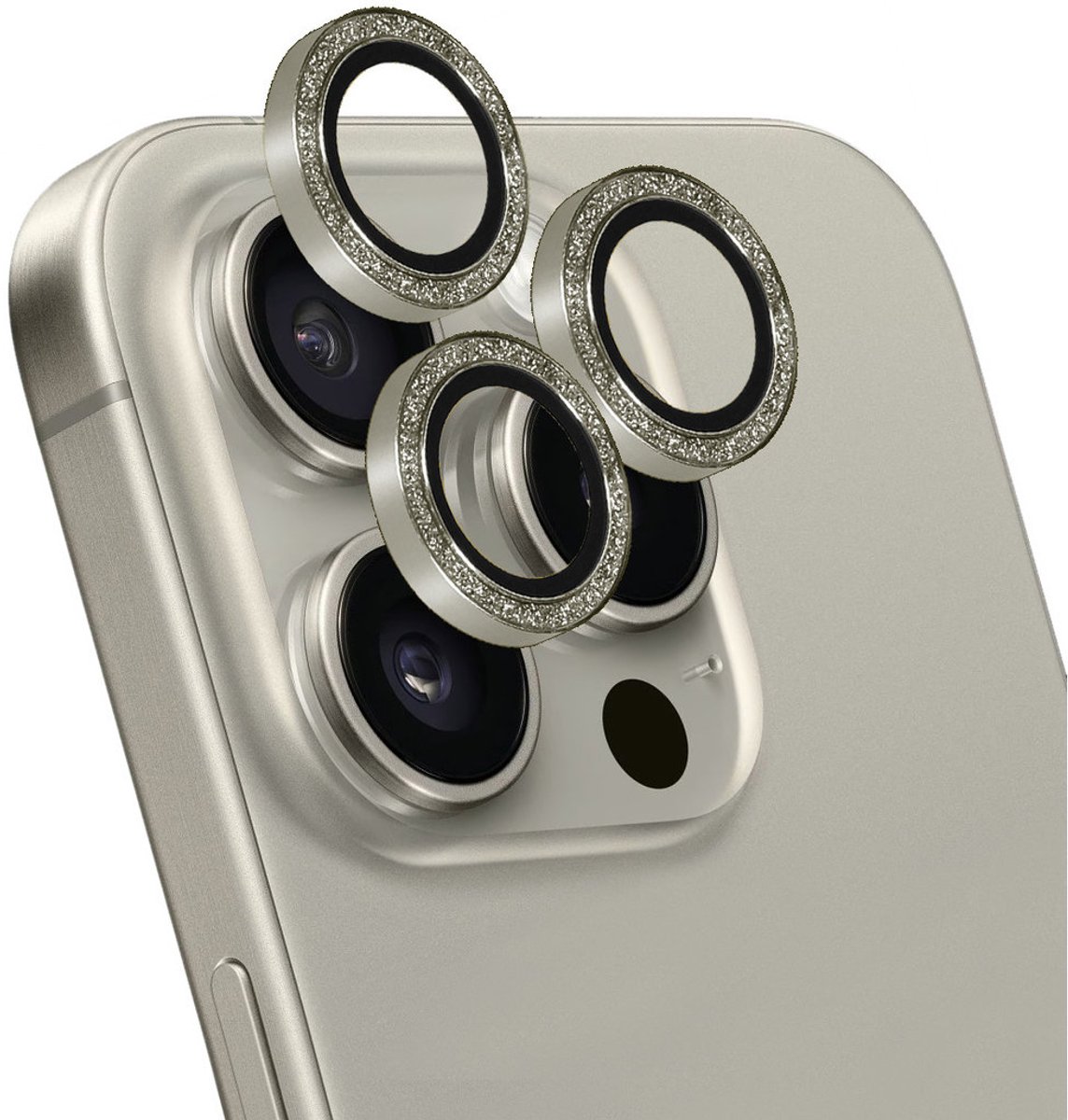 Mobiparts Screenprotector geschikt voor Apple iPhone 15 Pro Max Aluminum | Mobiparts Camera Lens Protector - Case Friendly - Zilver