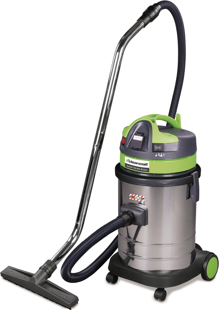 Industriële droogzuiger - M-klasse – voor gevaarlijk en fijn stof - 33 liter roestvrij stalen tank - 1 motor 1 kW 230 V Cleancraft DRYCAT 133 IRSC M-CL