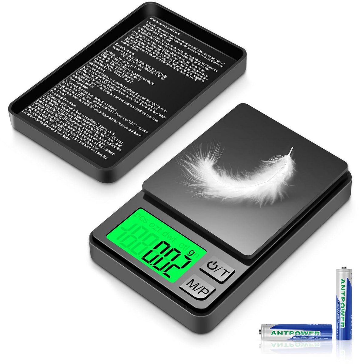 Digitale Precisieweegschaal Zakformaat 1000g/0.01g met LCD Scherm