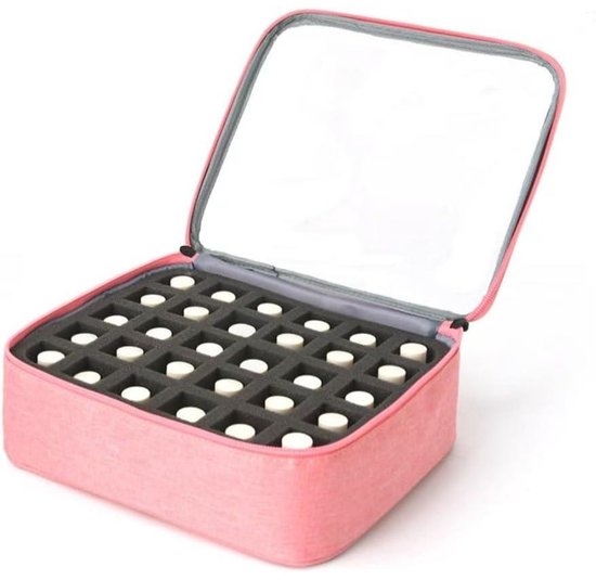 GELLDG Nagellak organizer - Opbergdoos geschikt voor nagellak - 30 vakjes - Geschikt voor nagellak - Compact en praktisch - Geschikt voor nagellak en etherische oliën - Roze