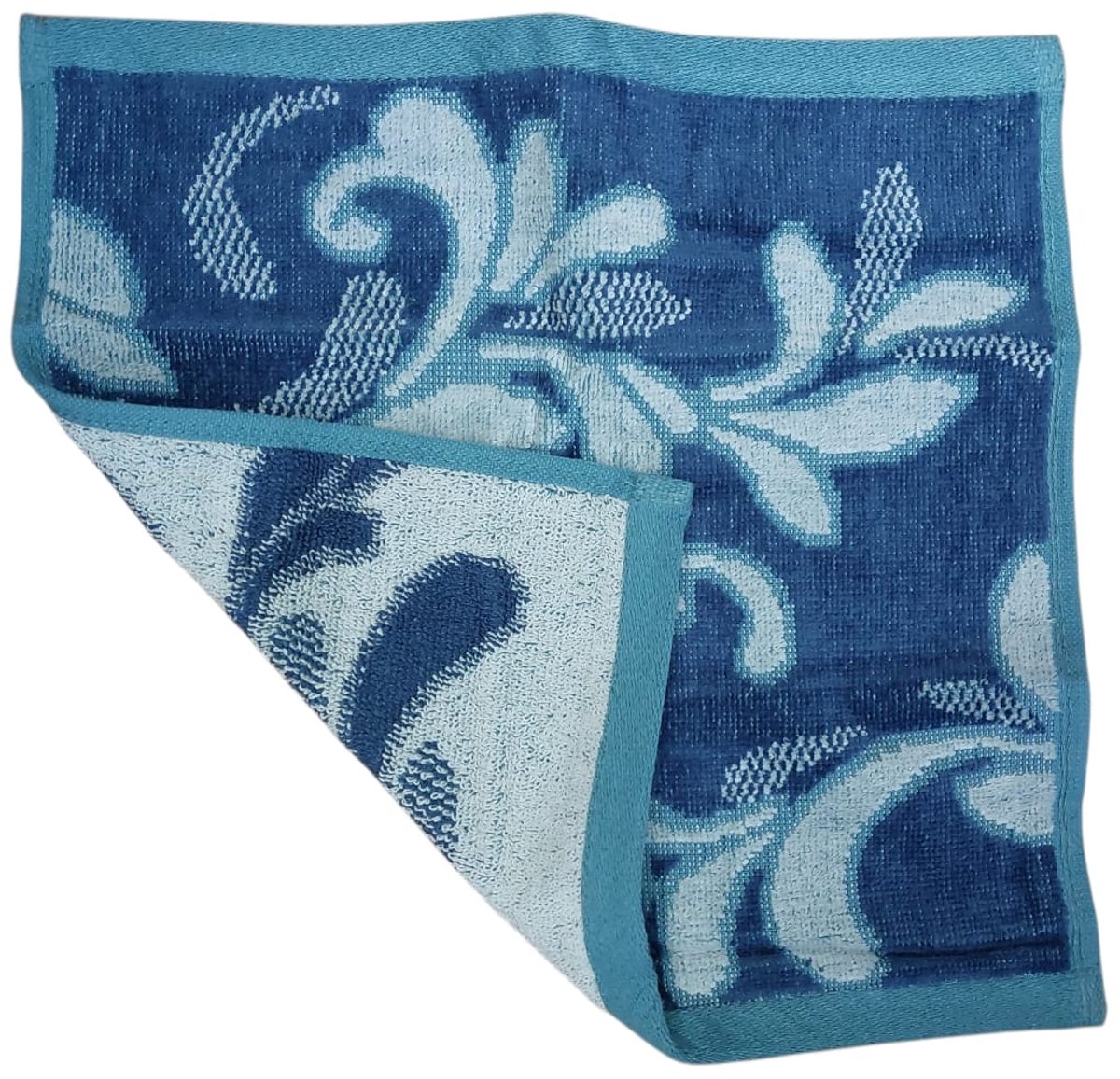 Floz Design zachte gezichtshanddoek of gastendoek - extra zacht met flanel - blauw wit patroon - 30 x 30 cm - fairtrade en biologisch katoen