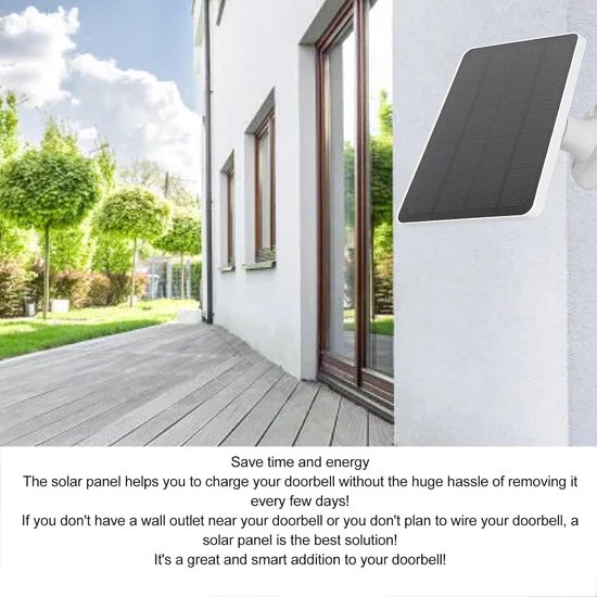Zonnepaneel Deurbel Oplader - Compatibel met Nest en Ring Video Deurbellen - 10W — afbeelding 5