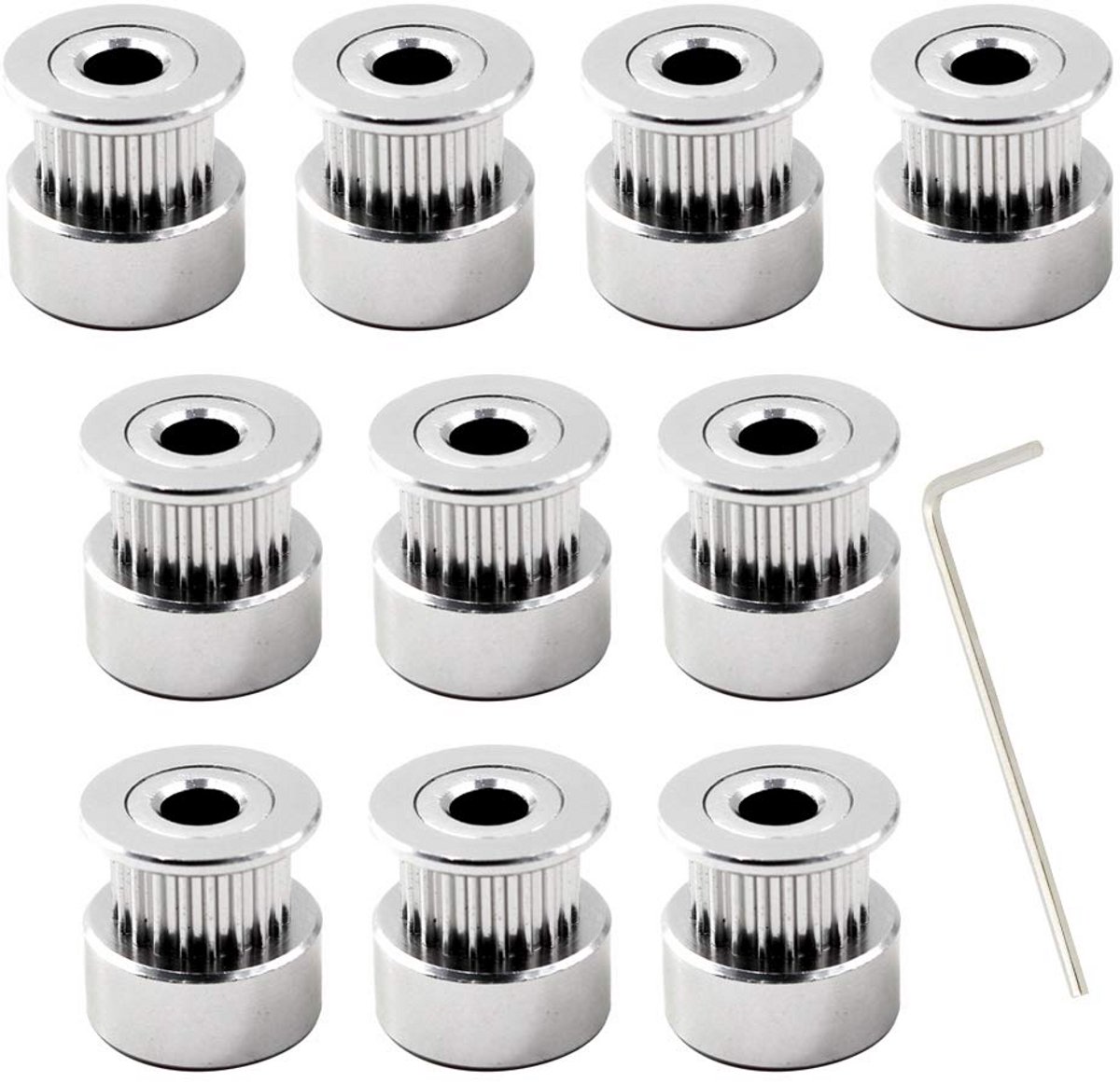Set van 10 Tandriemschijven 16 Tanden 6mm Boring voor 3D Printer & CNC (6mm Breedte Riem)
