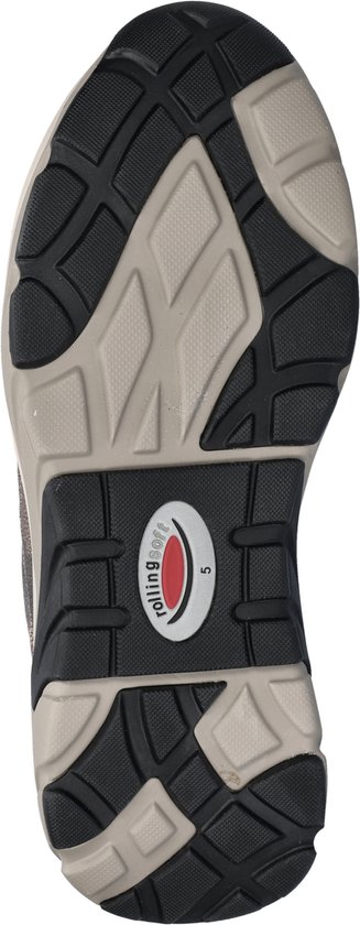 Zool van een grijze Gabor sneaker met 'rollingsoft' logo.