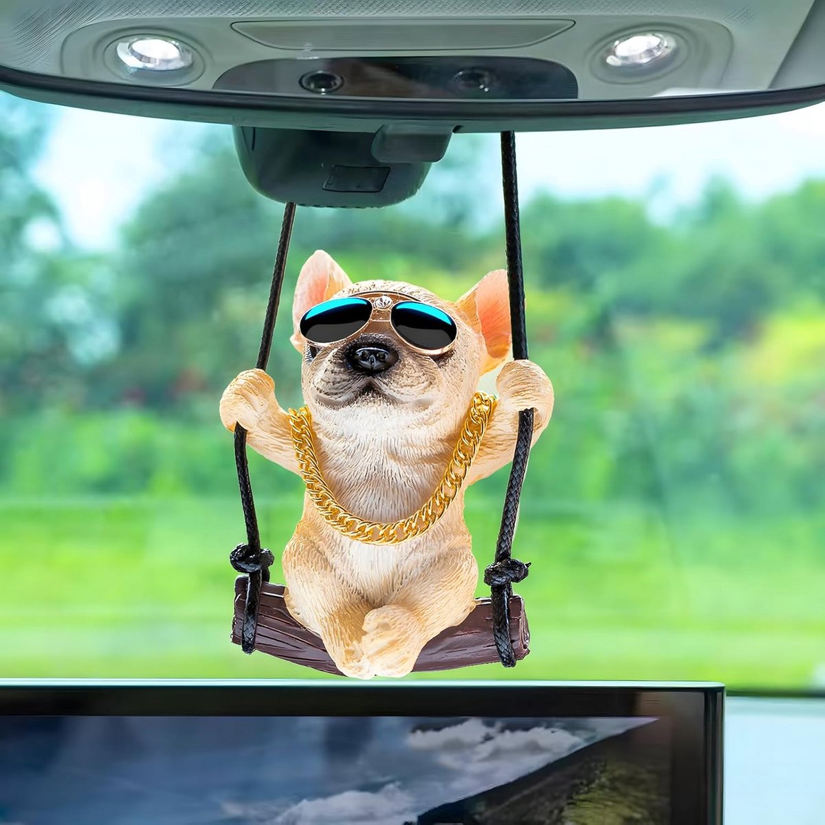 Schattige Zwaaiende Hond Decoratie voor Auto Achteruitkijkspiegel