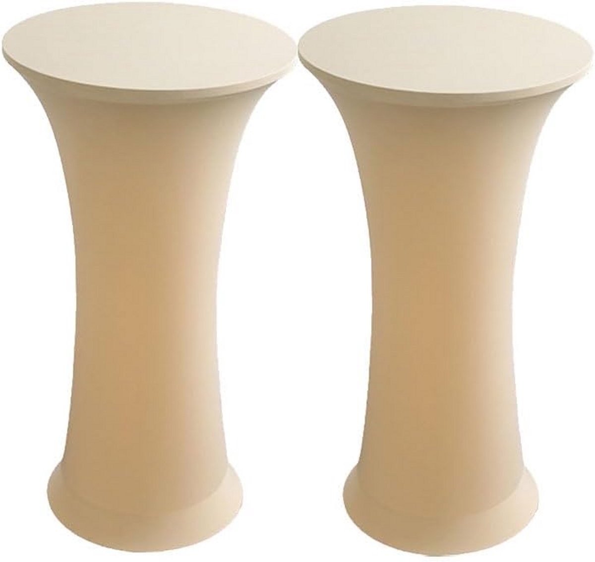 Stretch Ronde Cocktailtafelhoezen voor Hoge Bar – 2 Stuks Beige
