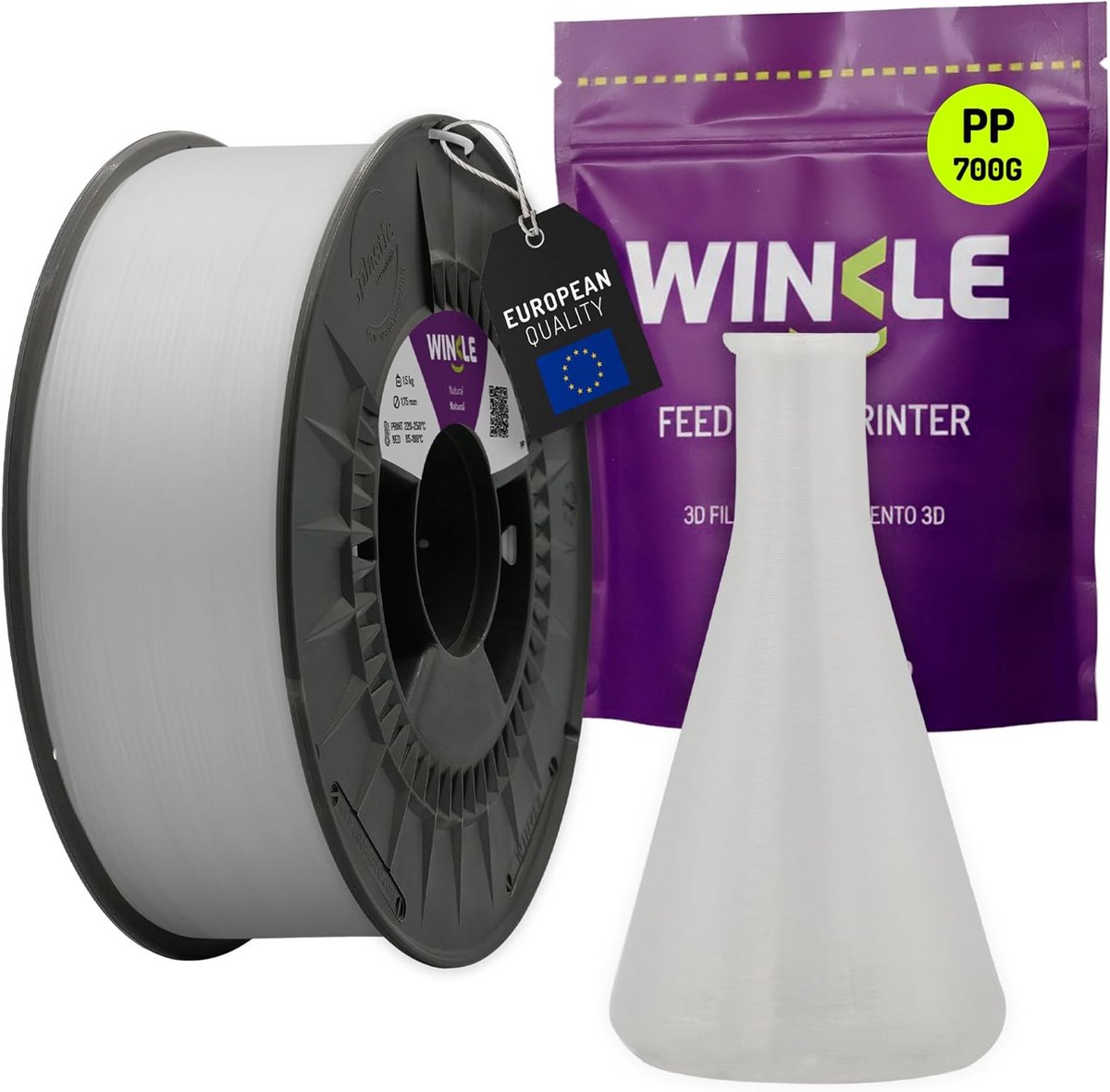 Polypropyleen (PP) Filament 1.75mm Wit - 700g Spoel voor 3D Printer | Hoge Slagvastheid