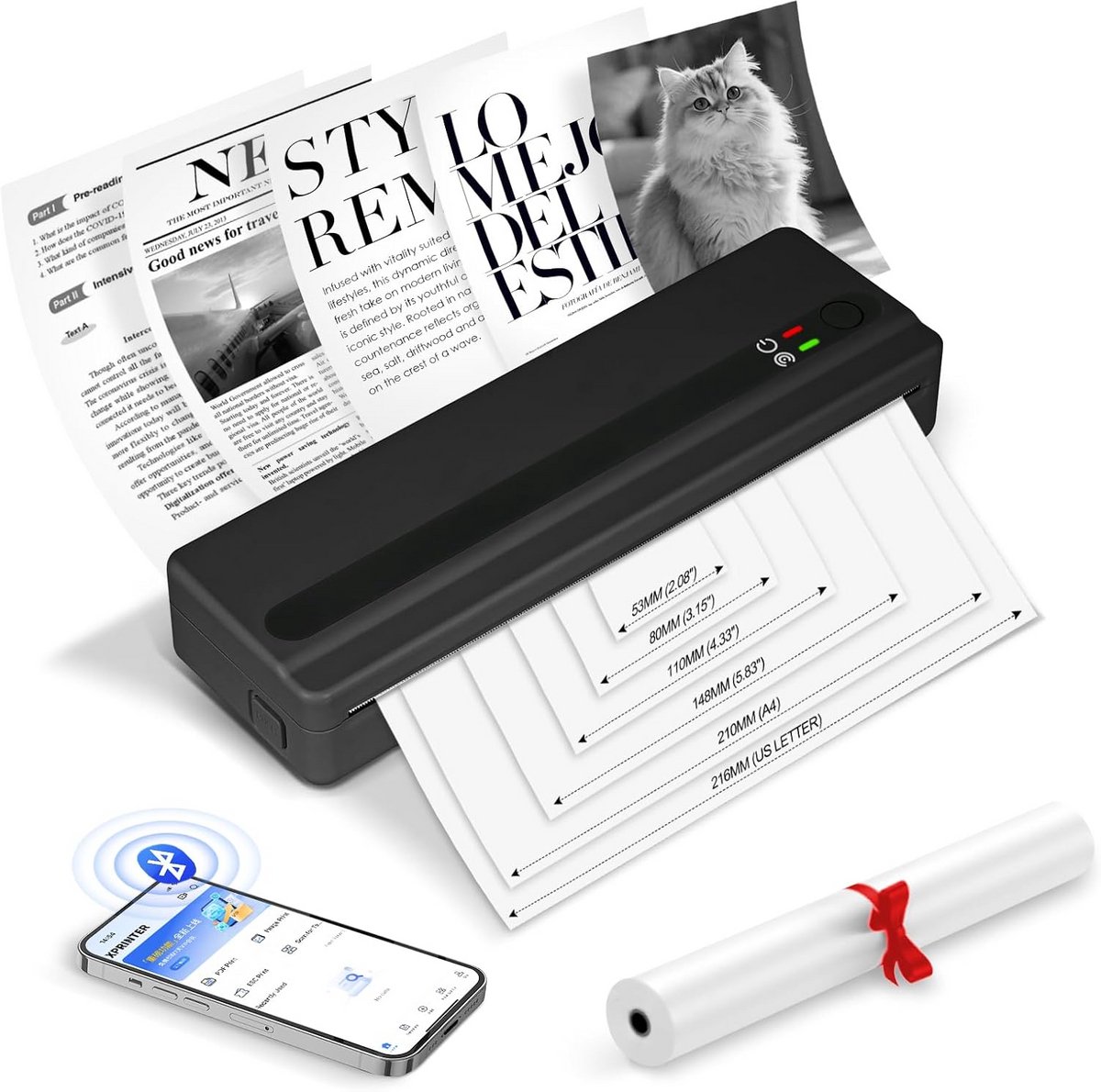 Draagbare Draadloze Thermische Printer - Bluetooth A4/A5 - Mobiel Printen voor Thuis en Onderweg