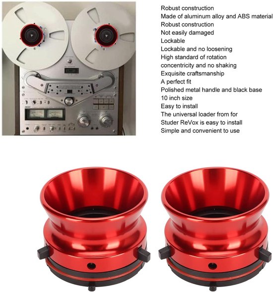 JHUBERS Naafadapters - Aluminiumlegering - Stabiliteit - Rood - Universele Laadapparaat - Geschikt voor Reel-to-Reel Taperecorders van Jhubers — afbeelding 2