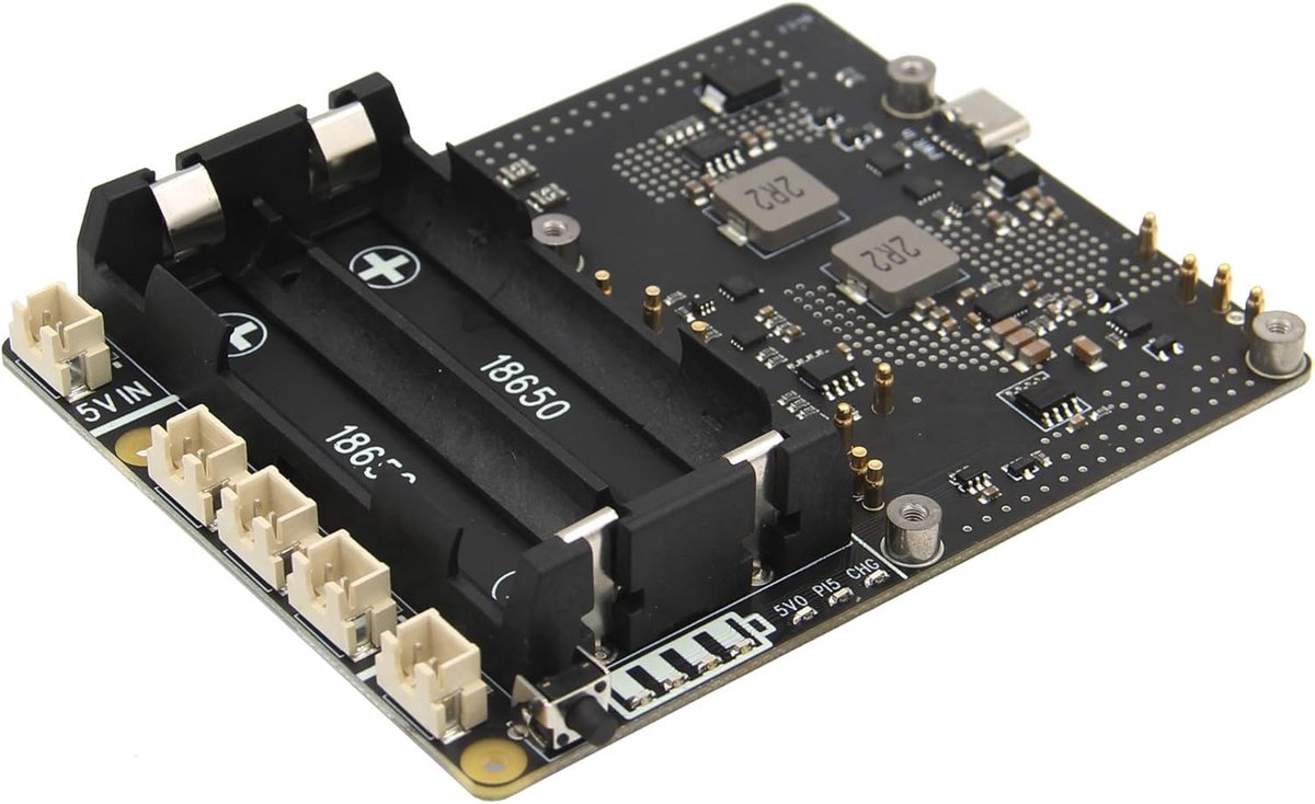 Ultra-dunne UPS Shield met 18650 Batterijhouder voor Raspberry Pi 5 - Max 5.1V 5A, Veilige Uitschakeling