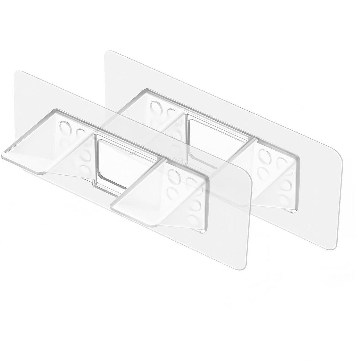 Zelfklevende haken - Kastbodemsteunen - Beugels - Zelfklevend - Transparante plankdragers - Plankdragers - Zelfklevende haken - Bodemsteunen - Plankdragers - Kledingkasten - Glashouders - Planken - Transparant - 4-pack
