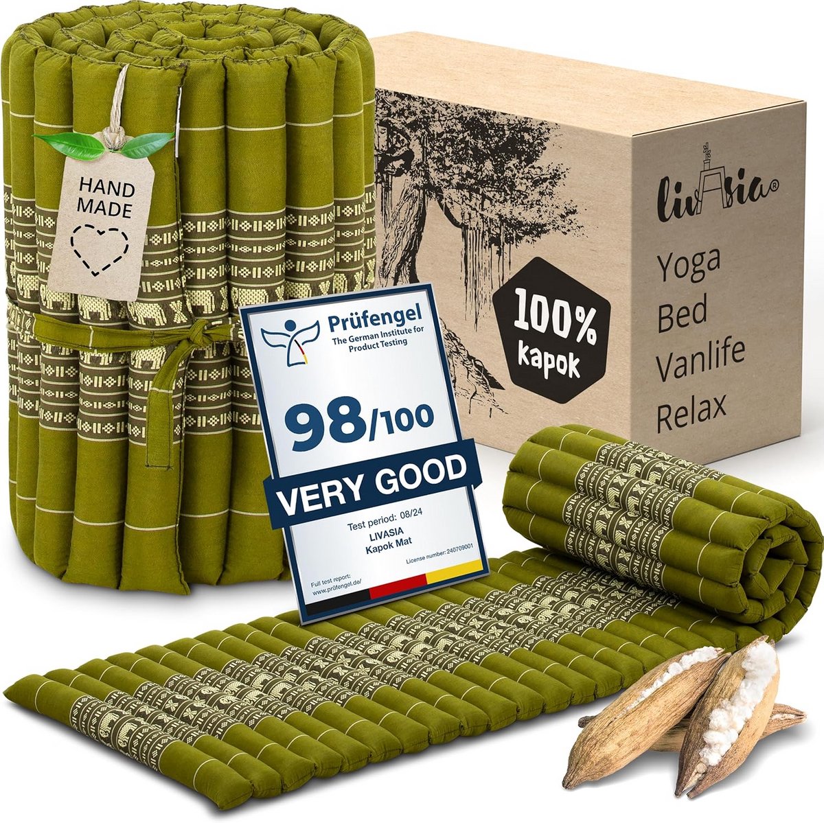 Kapok Rolmatras 200x50x4,5cm - Comfortabel Gastenbed of Yogamat - Handgemaakt en Duurzaam