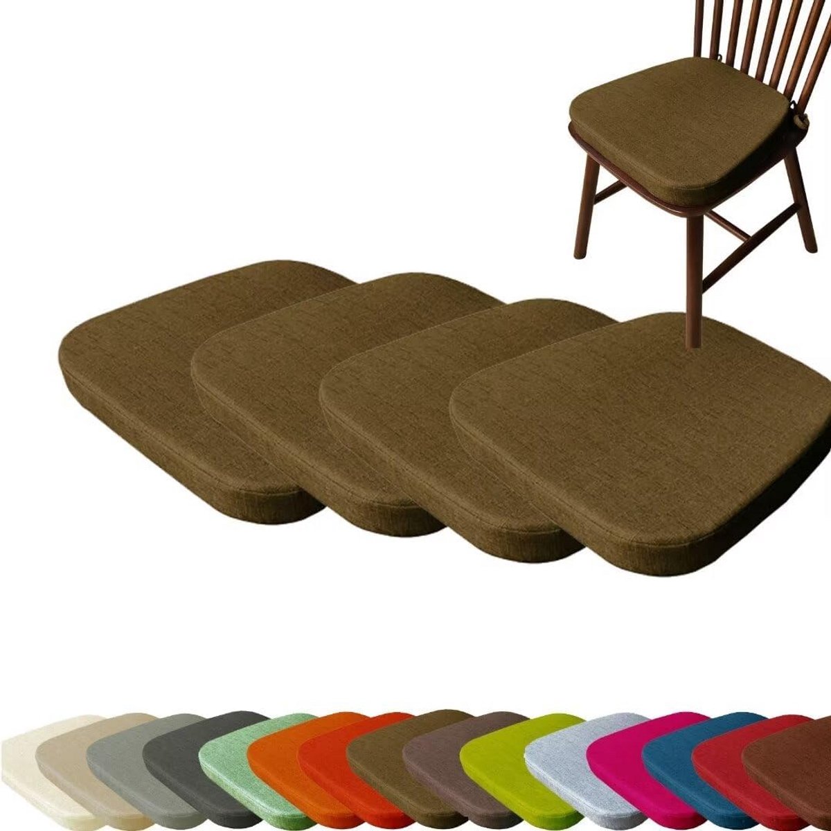 Set van 4 Zittingkussens met Antislip – Wasbaar Zitkussen voor Binnen en Buiten