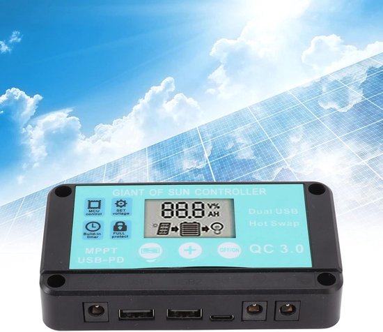 MPPT Zonne-energie Laadregelaar 10A met Dubbele USB voor 12V/24V Panelen